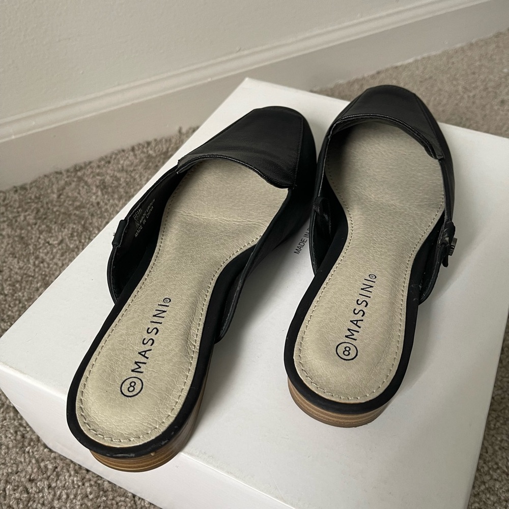 Massimo Black Women's Slip-On Shoes Massini Remi Black Slip on Flats Size 8 - Picture 5 of 10